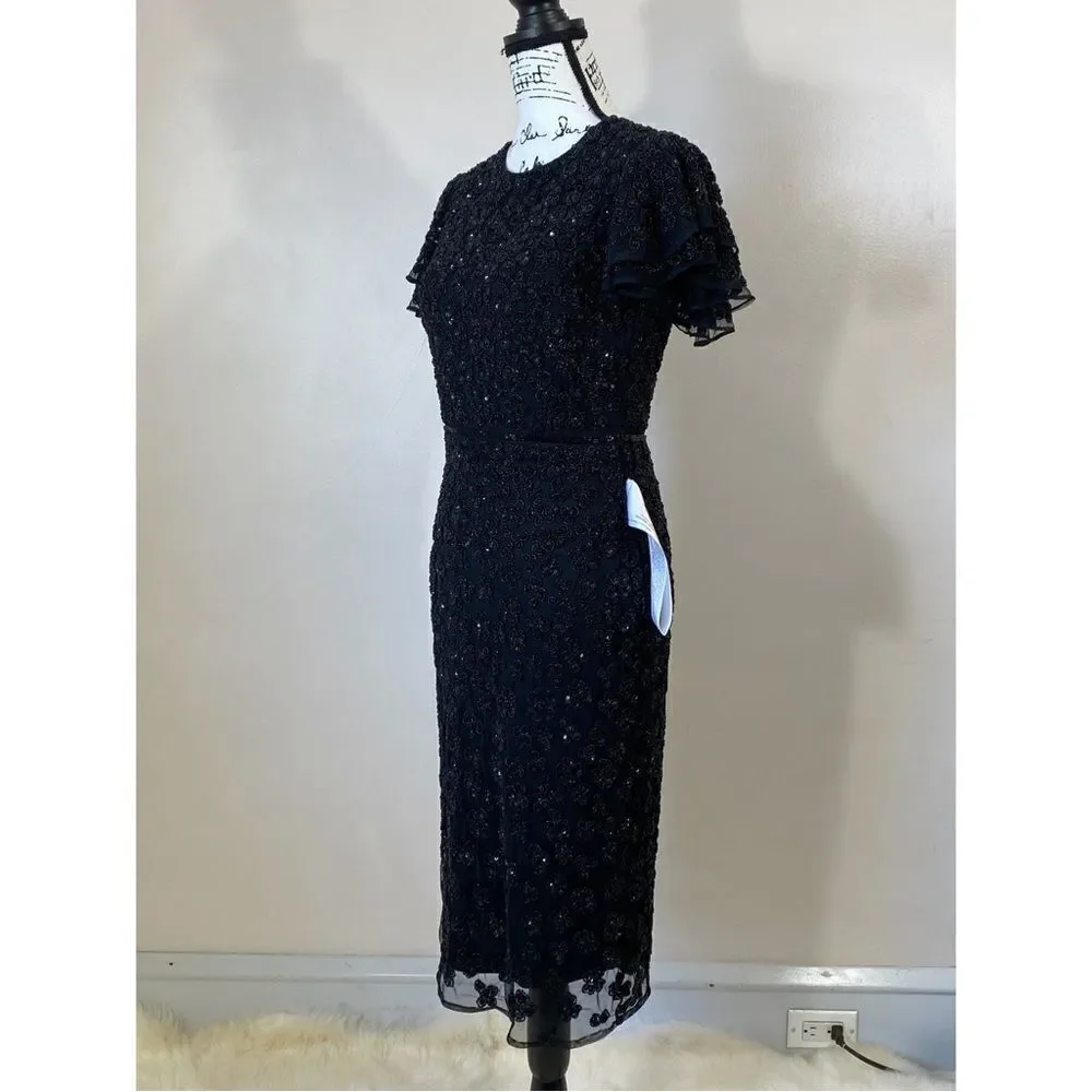 Mac Duggal Floral Beaded Sheath Dress size 2